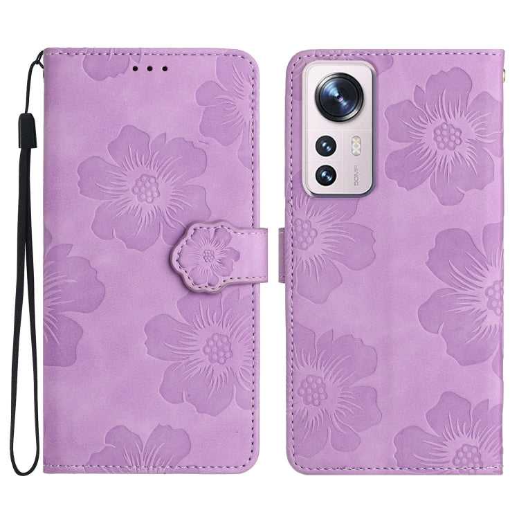 For Xiaomi 12 Lite Flower Embossing Pattern Leather Phone Case(Purple) - Xiaomi Cases by buy2fix | Online Shopping UK | buy2fix