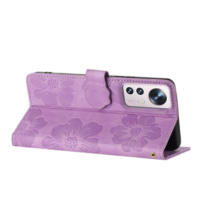 For Xiaomi 12 Lite Flower Embossing Pattern Leather Phone Case(Purple) - Xiaomi Cases by buy2fix | Online Shopping UK | buy2fix