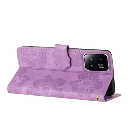 For Xiaomi 13 Pro Flower Embossing Pattern Leather Phone Case(Purple) - 13 Pro Cases by buy2fix | Online Shopping UK | buy2fix