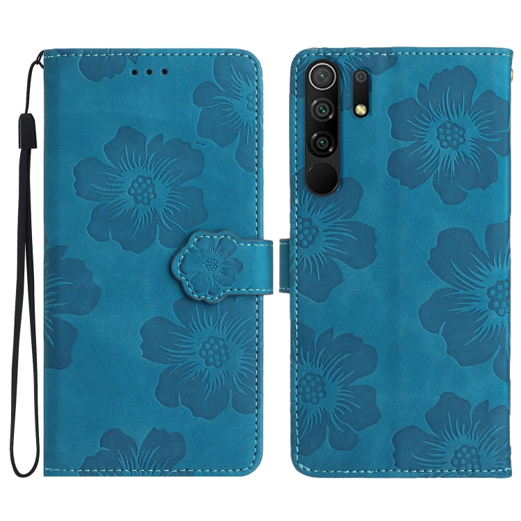 For Xiaomi Redmi 9 Flower Embossing Pattern Leather Phone Case(Blue) - Xiaomi Cases by buy2fix | Online Shopping UK | buy2fix