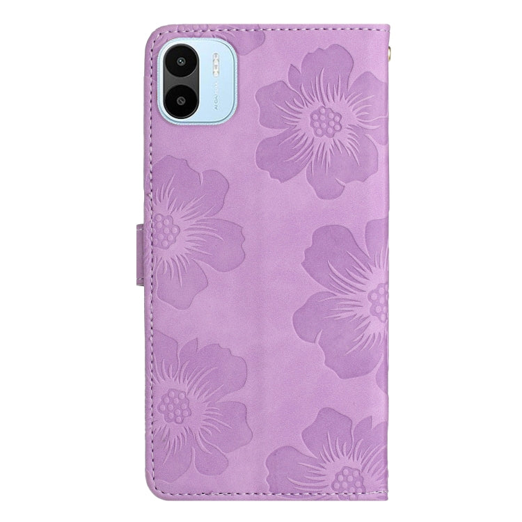 For Xiaomi Redmi A1 Flower Embossing Pattern Leather Phone Case(Purple) - Xiaomi Cases by buy2fix | Online Shopping UK | buy2fix