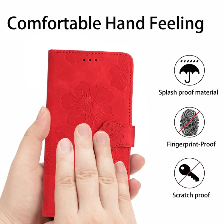 For Xiaomi Redmi Note 11 4G Global / Note 11S Flower Embossing Pattern Leather Phone Case(Red) - Xiaomi Cases by buy2fix | Online Shopping UK | buy2fix