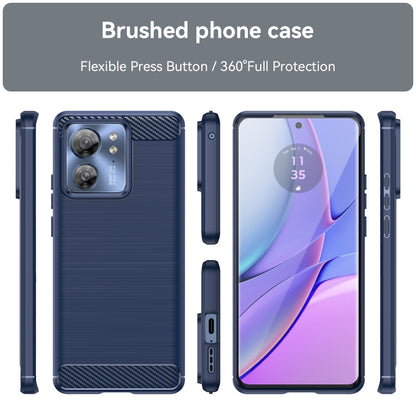 For Motorola Edge 40 Brushed Texture Carbon Fiber TPU Phone Case(Blue) - Motorola Cases by buy2fix | Online Shopping UK | buy2fix