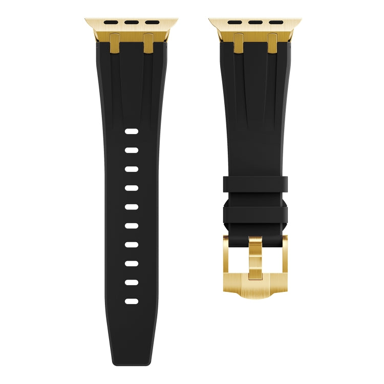 AP Silicone Watch Band For Apple Watch SE 2022 40mm(Gold Black) - Watch Bands by buy2fix | Online Shopping UK | buy2fix
