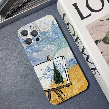 For iPhone 14 Precise Hole Oil Painting Pattern PC Phone Case(Landscape Painting) - iPhone 14 Cases by buy2fix | Online Shopping UK | buy2fix