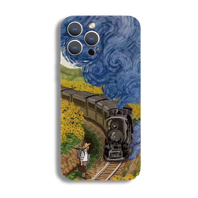 For iPhone 13 Pro Precise Hole Oil Painting Pattern PC Phone Case(Train) - iPhone 13 Pro Cases by buy2fix | Online Shopping UK | buy2fix