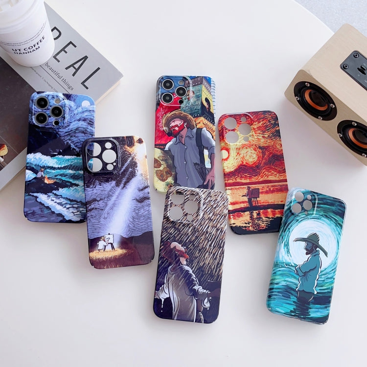 For iPhone XR Precise Hole Oil Painting Pattern PC Phone Case(Rain) - More iPhone Cases by buy2fix | Online Shopping UK | buy2fix