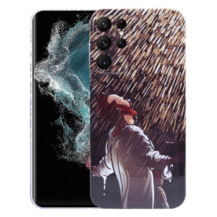 For Samsung Galaxy S22 Ultra 5G Precise Hole Oil Painting Pattern PC Phone Case(Rain) - Galaxy S22 Ultra 5G Cases by buy2fix | Online Shopping UK | buy2fix