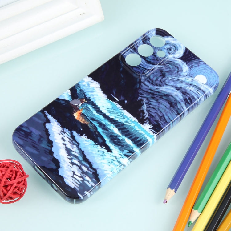 For Samsung Galaxy S22 Ultra 5G Precise Hole Oil Painting Pattern PC Phone Case(Sea Wave) - Galaxy S22 Ultra 5G Cases by buy2fix | Online Shopping UK | buy2fix