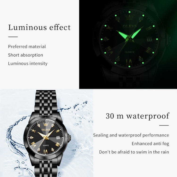 OLEVS 9931 Women Butterfly Buckle Luminous Waterproof Quartz Watch(Black) - Metal Strap Watches by OLEVS | Online Shopping UK | buy2fix