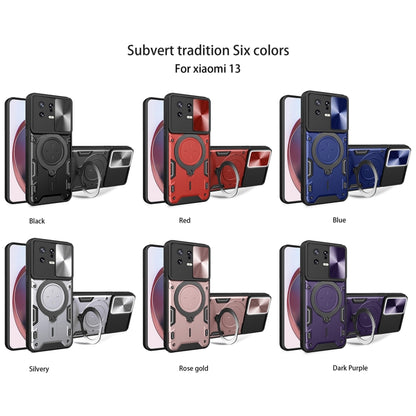 For Xiaomi 13 CD Texture Sliding Camshield Magnetic Holder Phone Case(Purple) - 13 Cases by buy2fix | Online Shopping UK | buy2fix