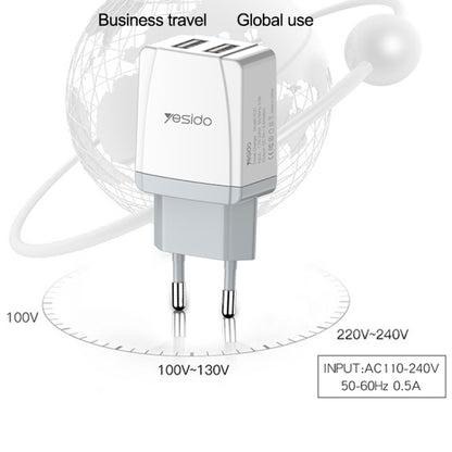 Yesido YC-21 USB Dual Port Travel Fast Charger(EU Plug) - USB Charger by Yesido | Online Shopping UK | buy2fix