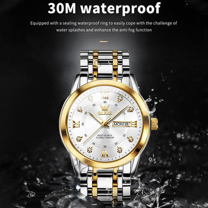 OLEVS 5513 Men Business Luminous Waterproof Quartz Watch(White + Gold) - Metal Strap Watches by OLEVS | Online Shopping UK | buy2fix