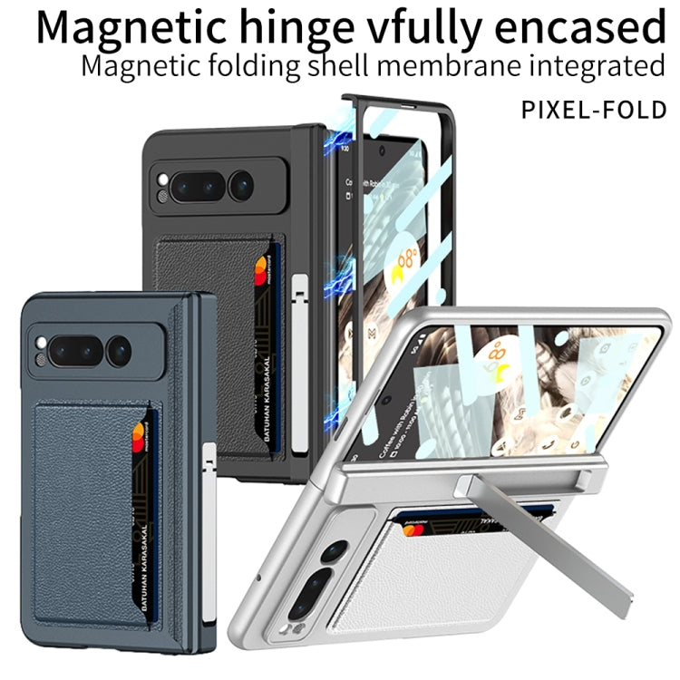 For Google Pixel Fold GKK Integrated Fold Hinge Full Coverage Phone Case with Card Bag(Carbon Fibre Black) - Google Cases by GKK | Online Shopping UK | buy2fix