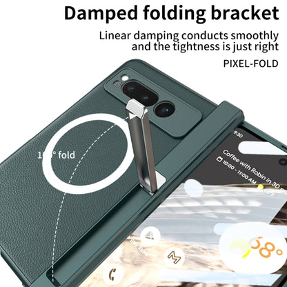 For Google Pixel Fold GKK Integrated Magsafe Fold Hinge Full Coverage Leather Phone Case with Holder(Carbon Fibre Black) - Google Cases by GKK | Online Shopping UK | buy2fix