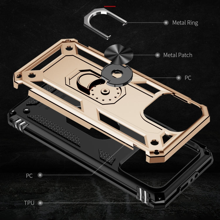 For iPhone 15 Plus Shockproof TPU + PC Phone Case with Holder(Gold) - iPhone 15 Plus Cases by buy2fix | Online Shopping UK | buy2fix