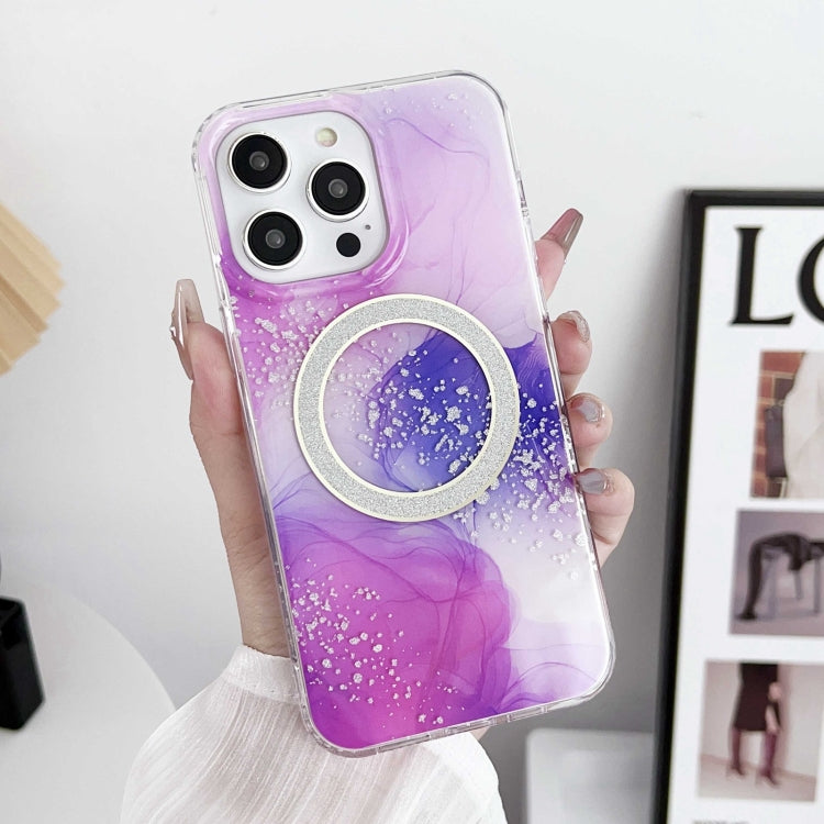 For iPhone 15 Pro Max Dual-side IMD Marble Magsafe Phone Case(Smudged Purple) - iPhone 15 Pro Max Cases by buy2fix | Online Shopping UK | buy2fix