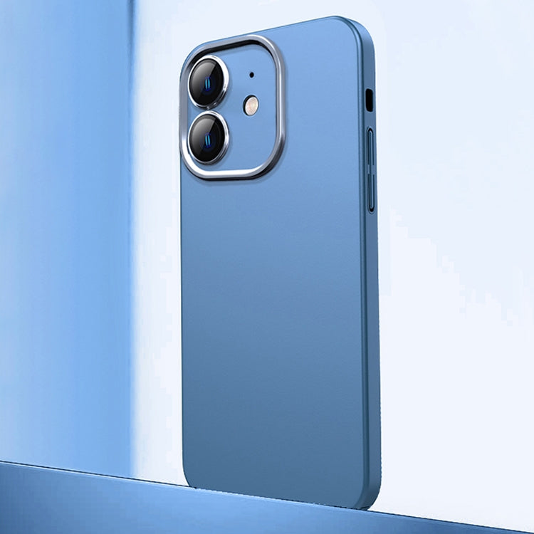 For iPhone 12 Frosted Metal Material Phone Case with Lens Protection(Blue) - iPhone 12 / 12 Pro Cases by buy2fix | Online Shopping UK | buy2fix