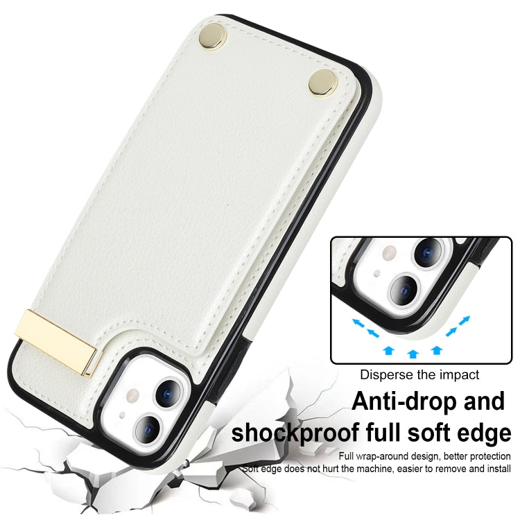 For iPhone 11 Metal Buckle Card Slots Phone Case(White) - iPhone 11 Cases by buy2fix | Online Shopping UK | buy2fix