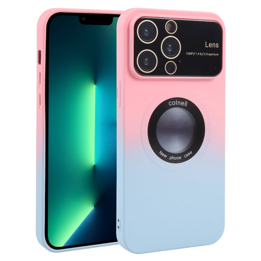 For iPhone 13 Pro Max Gradient Silicone Shockproof Magsafe Phone Case with Lens Film(Pink Blue) - iPhone 13 Pro Max Cases by buy2fix | Online Shopping UK | buy2fix