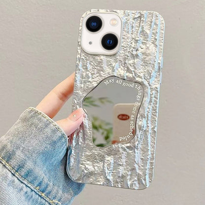 For iPhone 14 Embossed Rock Texture Mirror TPU Phone Case(Space Silver) - iPhone 14 Cases by buy2fix | Online Shopping UK | buy2fix