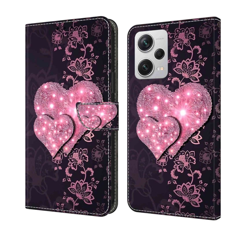 For Xiaomi Redmi Note 12 Pro+ Crystal 3D Shockproof Protective Leather Phone Case(Lace Love) - Xiaomi Cases by buy2fix | Online Shopping UK | buy2fix