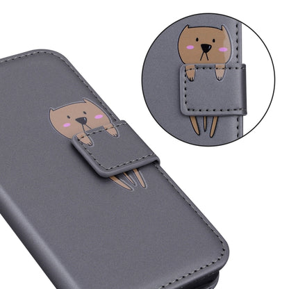 For iPhone 15 Pro Max Cartoon Buckle Horizontal Flip Leather Phone Case(Grey) - iPhone 15 Pro Max Cases by buy2fix | Online Shopping UK | buy2fix
