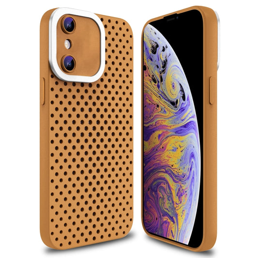 For iPhone X / XS Hollow Heat Dissipation TPU Phone Case(Brown) - More iPhone Cases by buy2fix | Online Shopping UK | buy2fix