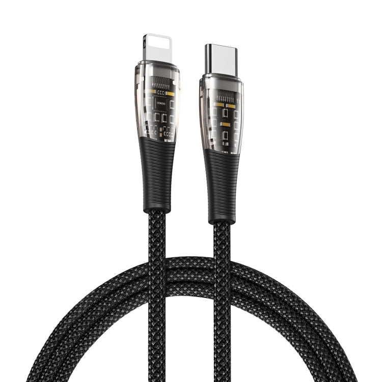 DUZZONA  A5 PD 20W USB-C/Type-C to 8 Pin Transparent Fast Charging Data Cable, Length: 1m(Black) - 2 in 1 Cable by DUZZONA | Online Shopping UK | buy2fix