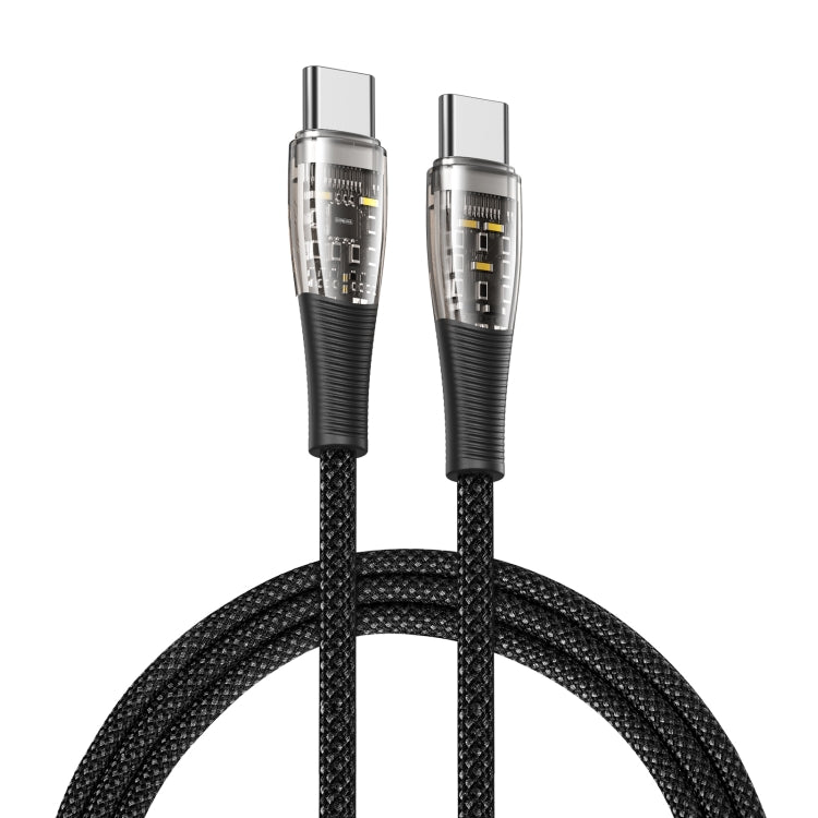 DUZZONA  A6 65W USB-C/Type-C to USB-C/Type-C Transparent Fast Charging Data Cable, Length: 1m(Black) - USB-C & Type-C Cable by DUZZONA | Online Shopping UK | buy2fix