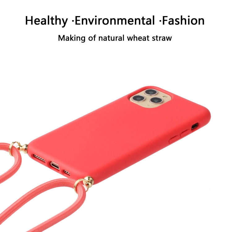 For iPhone 15 Pro Max Wheat Straw Material + TPU Phone Case with Lanyard(Red) - iPhone 15 Pro Max Cases by buy2fix | Online Shopping UK | buy2fix