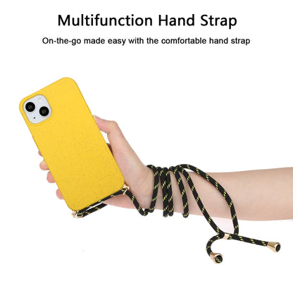 For iPhone 15 Wheat Straw Material + TPU Phone Case with Lanyard(Yellow) - iPhone 15 Cases by buy2fix | Online Shopping UK | buy2fix