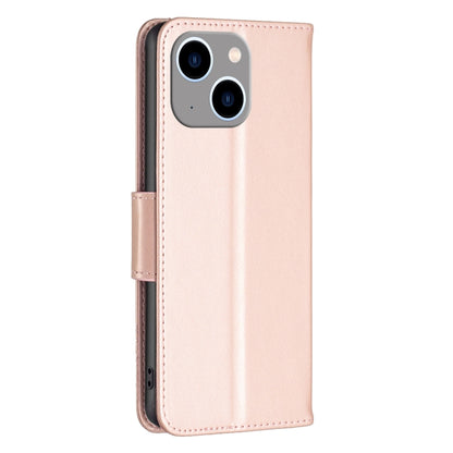 For iPhone 15 Plus Embossing Two Butterflies Pattern Leather Phone Case(Rose Gold) - iPhone 15 Plus Cases by buy2fix | Online Shopping UK | buy2fix