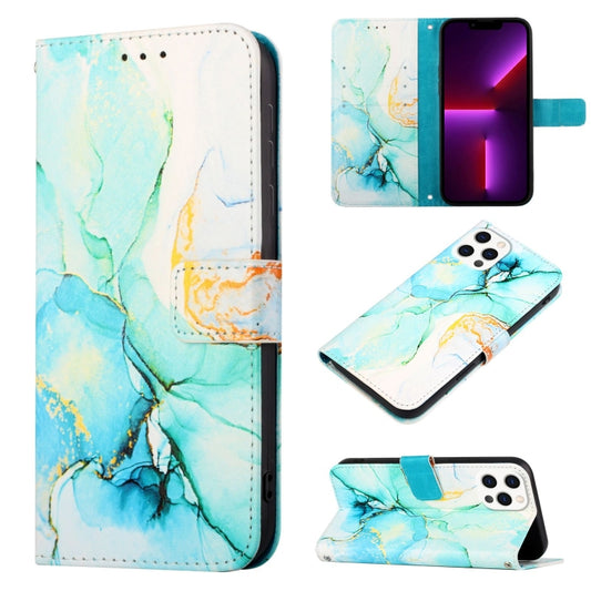 For iPhone 15 Pro Max PT003 Marble Pattern Flip Leather Phone Case(Green LS003) - iPhone 15 Pro Max Cases by buy2fix | Online Shopping UK | buy2fix