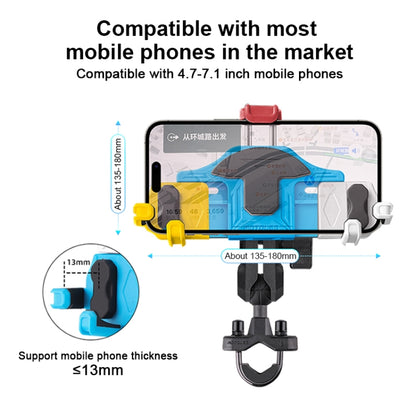 MOTOSLG Crab Motorcycle Phone Clamp Bracket L-Type Rear Mirror Mount with Anti-theft Lock(Black) - Holder by MOTOLSG | Online Shopping UK | buy2fix