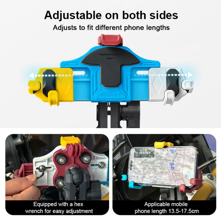 MOTOSLG Crab Motorcycle Phone Clamp Bracket L-Type Rear Mirror Mount with Anti-theft Lock(Blue White Red) - Holder by MOTOLSG | Online Shopping UK | buy2fix
