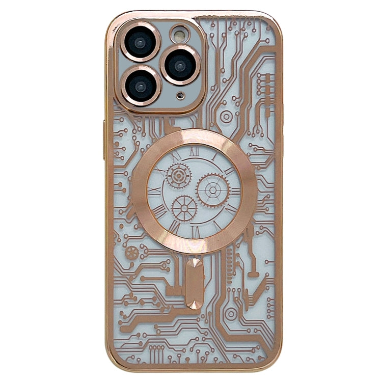 For iPhone 11 Pro Max Electroplated Circuit Board Pattern MagSafe Phone Case(Gold) - iPhone 11 Pro Max Cases by buy2fix | Online Shopping UK | buy2fix