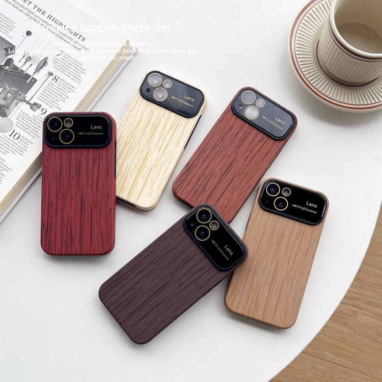 For iPhone 14 Wood Grain TPU Phone Case with Lens Film(Grey) - iPhone 14 Cases by buy2fix | Online Shopping UK | buy2fix