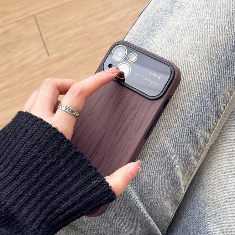 For iPhone X / XS Wood Grain TPU Phone Case with Lens Film(Red) - More iPhone Cases by buy2fix | Online Shopping UK | buy2fix