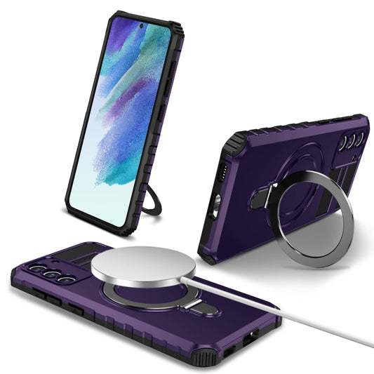 For Samsung Galaxy S21 FE 5G MagSafe Magnetic Holder Phone Case(Purple) - Galaxy S22 Ultra 5G Cases by buy2fix | Online Shopping UK | buy2fix