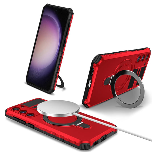 For Samsung Galaxy S23 5G MagSafe Magnetic Holder Phone Case(Red) - Galaxy S23 5G Cases by buy2fix | Online Shopping UK | buy2fix