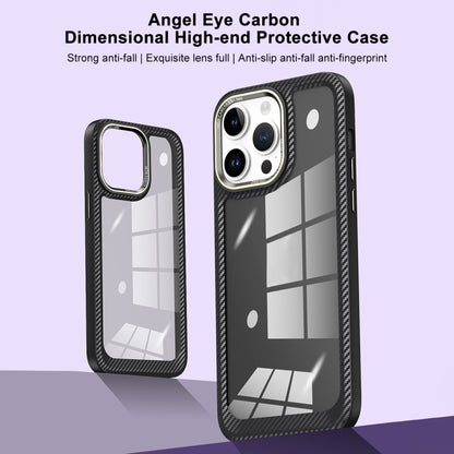 For iPhone 12 Pro Carbon Fiber Transparent Back Panel Phone Case(Black + Transparent) - iPhone 12 / 12 Pro Cases by buy2fix | Online Shopping UK | buy2fix