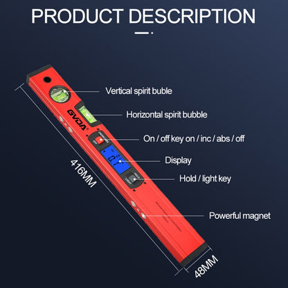 GVDA GD-H400M Digital Level 360 Measure Protractor Level Ruler(Red) - Laser Rangefinder by GVDA | Online Shopping UK | buy2fix