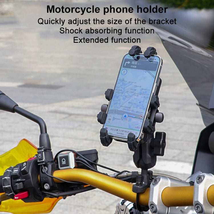 MOTOSLG Crab Motorcycle Phone Clamp Bracket O-Type Rear Mirror Mount(Black) - Holder by MOTOLSG | Online Shopping UK | buy2fix