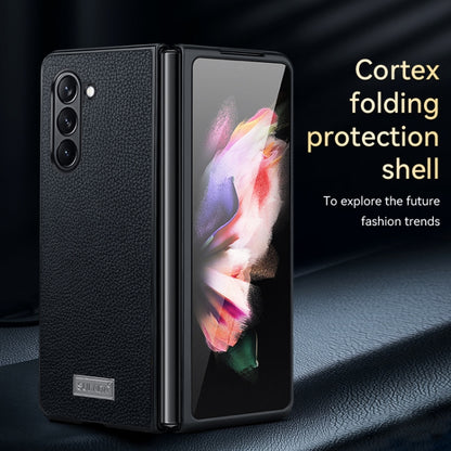 For Samsung Galaxy Z Fold5 SULADA Shockproof TPU + Litchi Texture Leather Phone Case(Black) - Galaxy Z Fold5 Cases by SULADA | Online Shopping UK | buy2fix