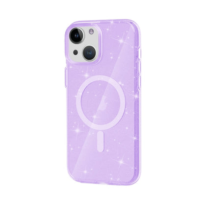 For iPhone 15 Terminator Style Glitter Powder MagSafe Magnetic Phone Case(Purple) - iPhone 15 Cases by buy2fix | Online Shopping UK | buy2fix