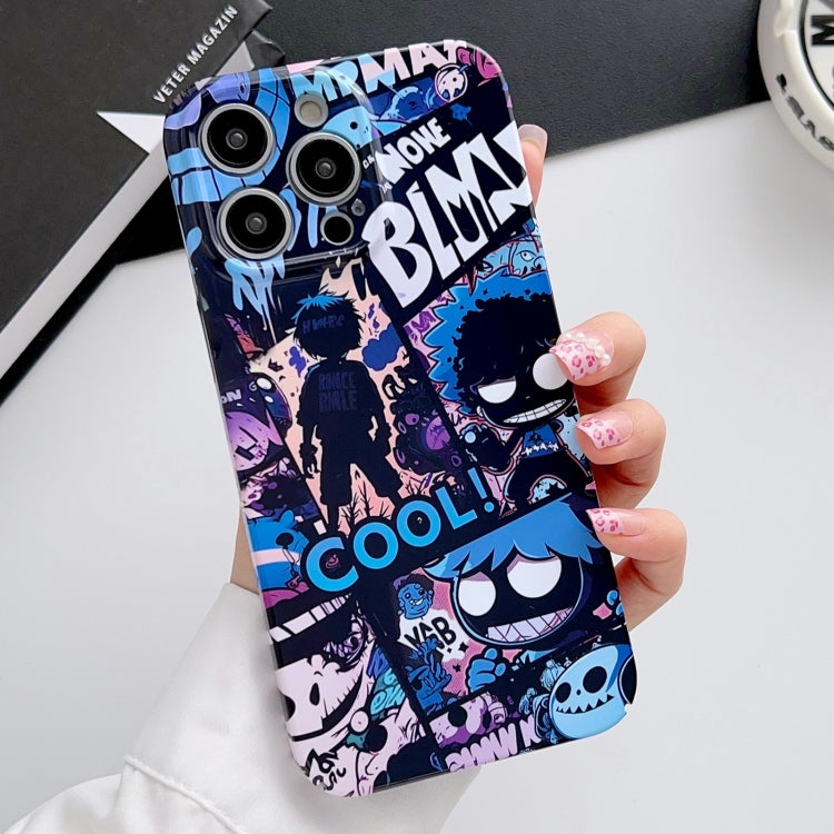 For iPhone 14 Pro Max Painted Pattern Precise Hole PC Phone Case(Purple Comics) - iPhone 14 Pro Max Cases by buy2fix | Online Shopping UK | buy2fix