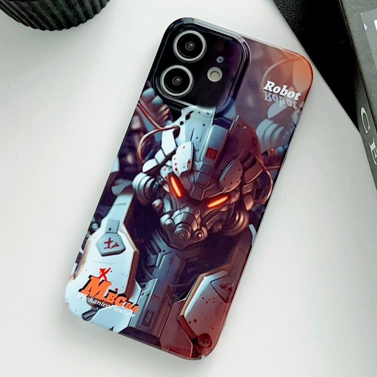 For iPhone 12 Painted Pattern Precise Hole PC Phone Case(Orange Robot) - iPhone 12 / 12 Pro Cases by buy2fix | Online Shopping UK | buy2fix