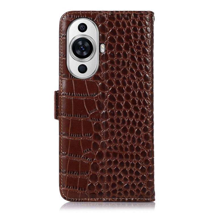 For Huawei Nova 11 Crocodile Top Layer Cowhide Leather Phone Case(Brown) - Huawei Cases by buy2fix | Online Shopping UK | buy2fix