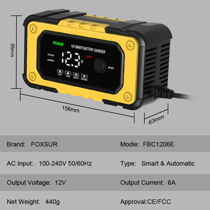 FOXSUR FBC1206E 6A 12V Car / Motorcycle Smart Battery Charger(UK Plug) - Battery Charger by FOXSUR | Online Shopping UK | buy2fix